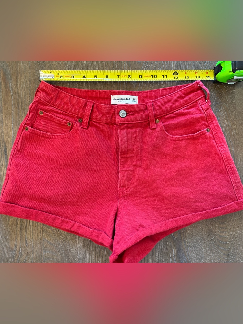 Abercrombie & Fitch Women's Bright Red Denim Shorts
